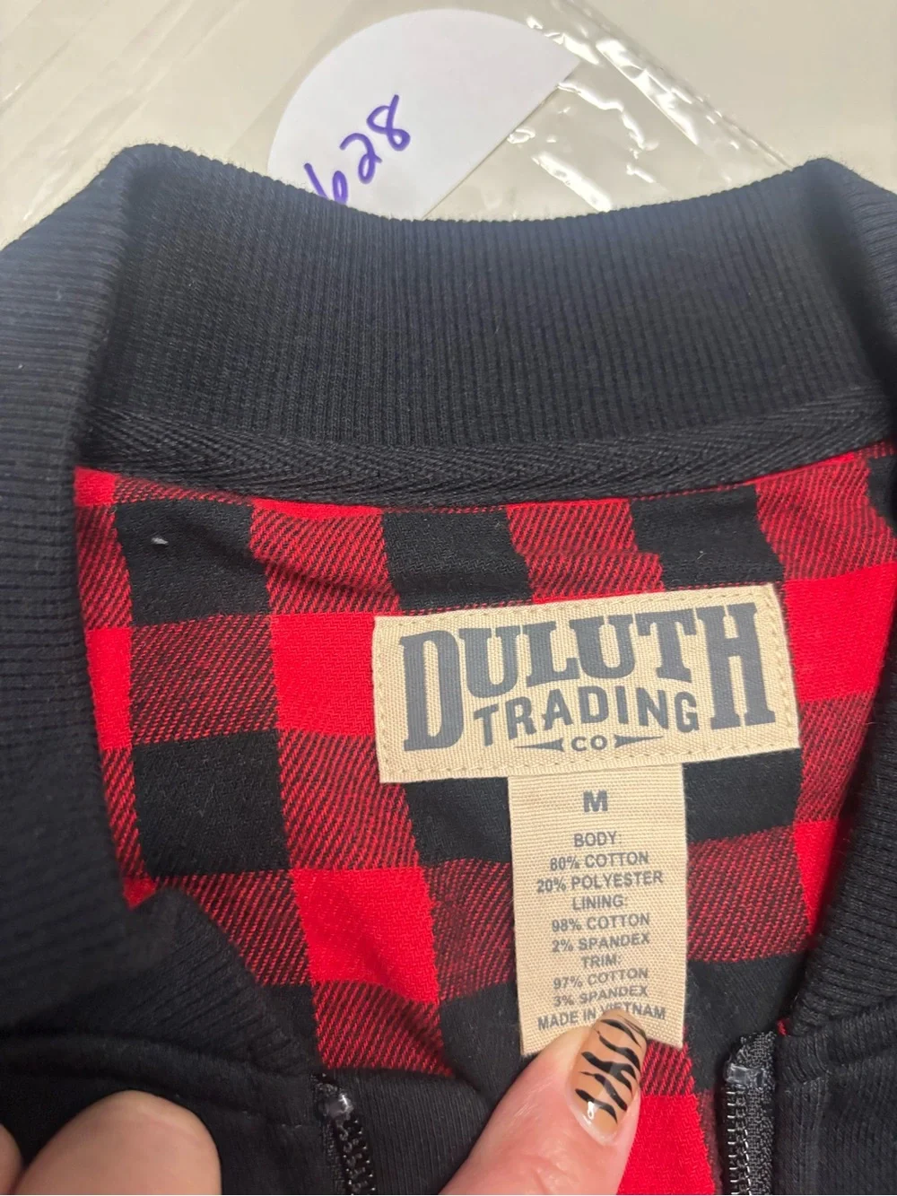 Duluth Trading Jacket Mens Medium Black Souped Up Flannel Lined Bomber Full Zip